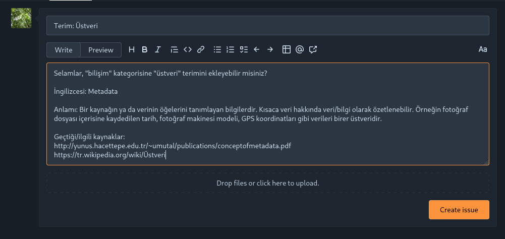 Örnek bir &ldquo;issue&rdquo;